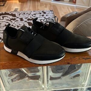 Black and White  Camo Slip-On Sneakers